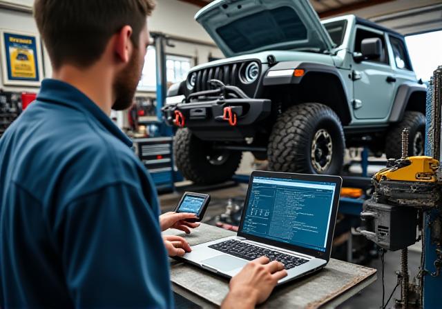 Диагност в Northridge Auto Care анализирует данные сканера